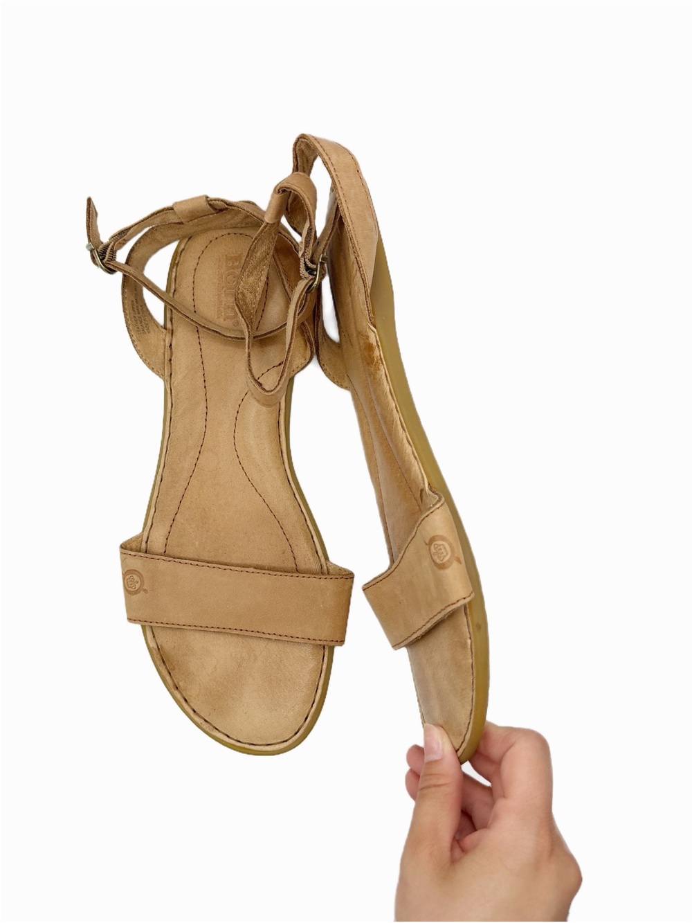 Born Brown Leather Flat Sandals Womens - Picture 2 of 8